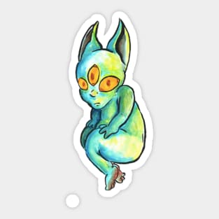 Floating alien Sticker